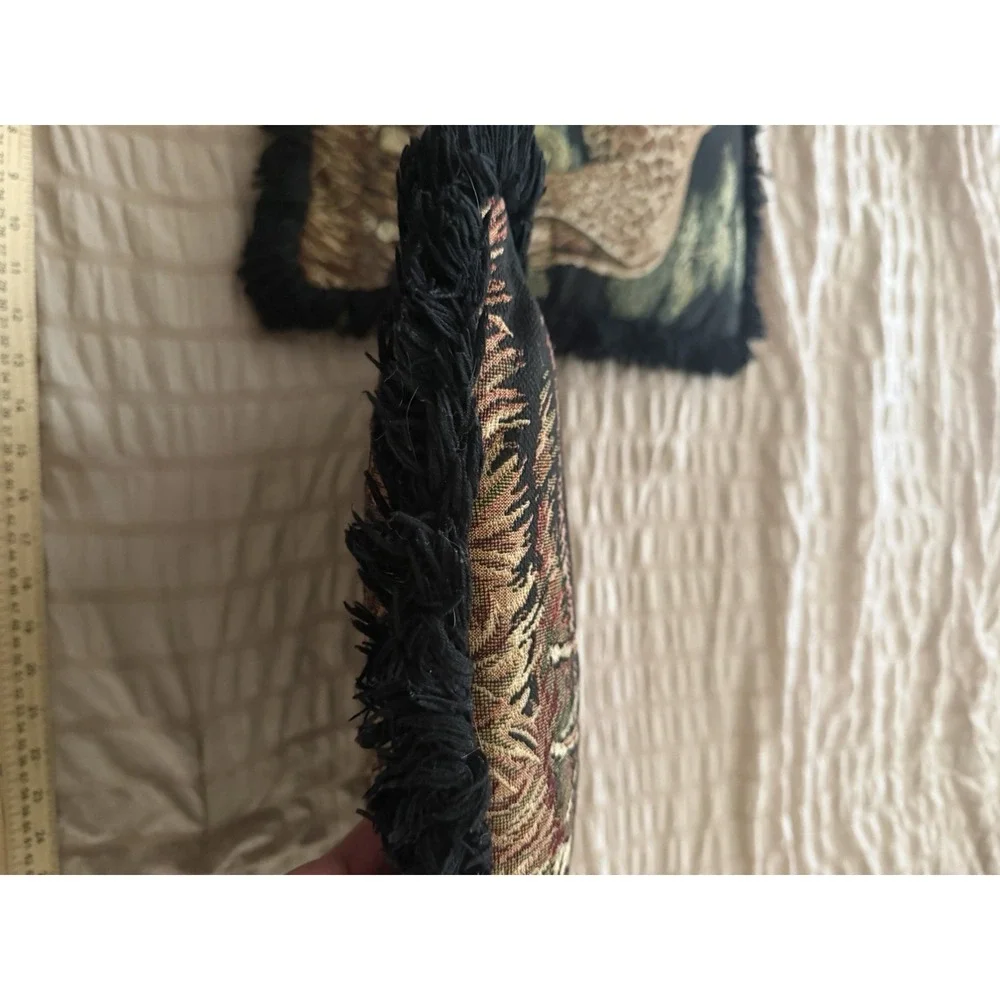 Vintage African Tapestry Throw Pillows, Giraffes, lot of 2